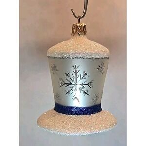 Glass Ornament "Top Hat" Hand Painted in Poland - Radko Inspired